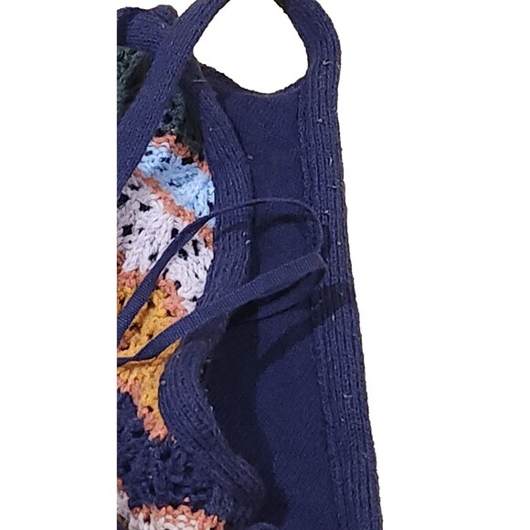 American Eagle Crochet Knit Halter Top Tie Neck SIZE XL Chevron Lined Front - Picture 8 of 10